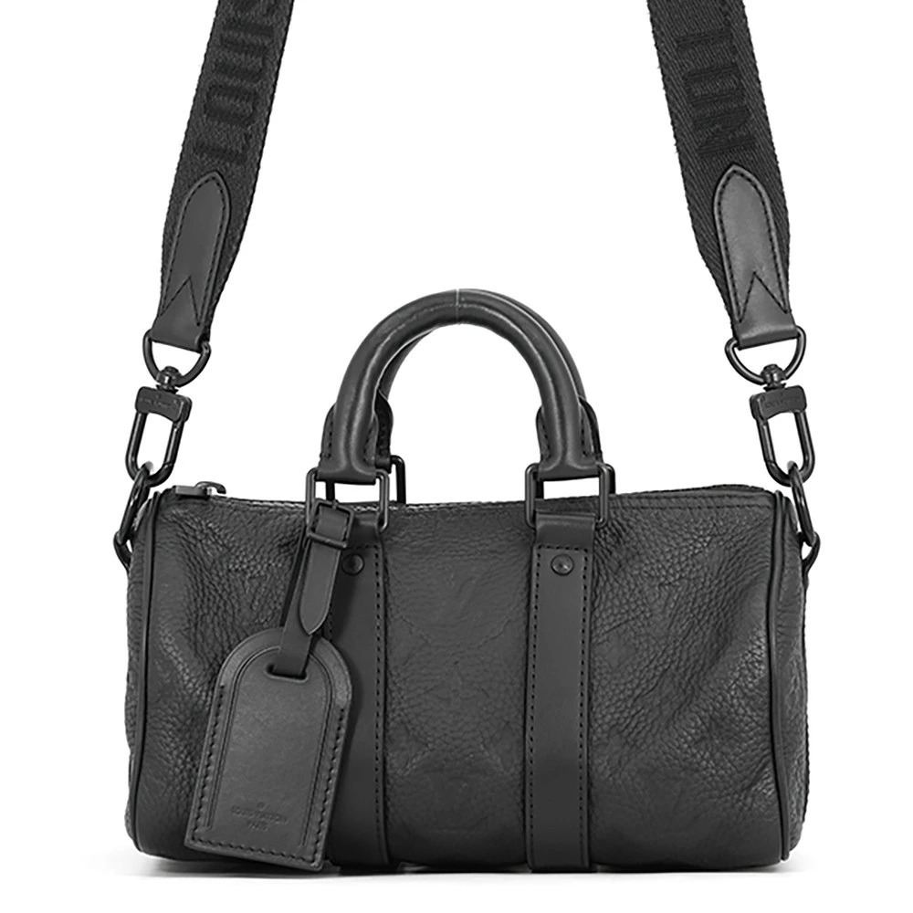 Louis Vuitton Monogram Taurillon Keepall Bag Leather Travel Bag Black